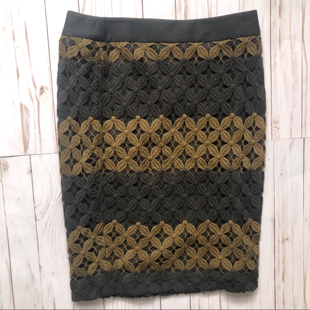 LOFT Striped Floral Crochet Pencil Skirt - Picture 2 of 5